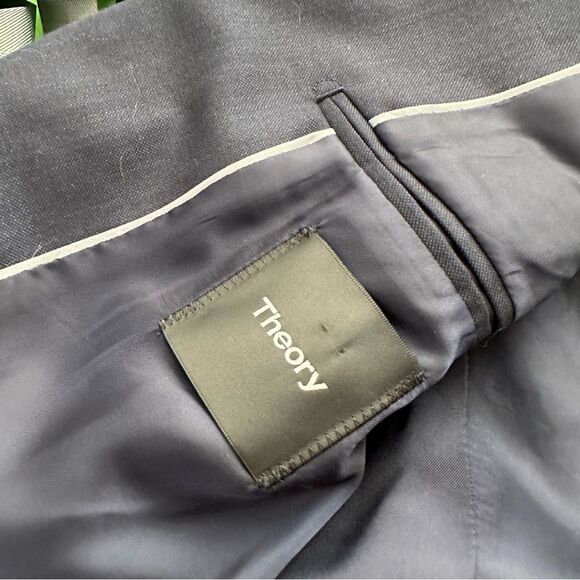 Theory Xylo NP Ostro Wool Blazer Jacket in Navy Blue Size 36R - Picture 8 of 10
